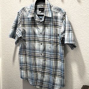 Marmot short sleeve plaid blue white mens sz M shirt ☀️